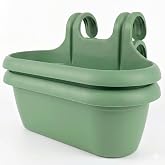 Hera Balkon Saksısı Askılı Drenaj Izgaralı Denge Aparatlı Plastik Saksı (2 Adet, Yeşil)