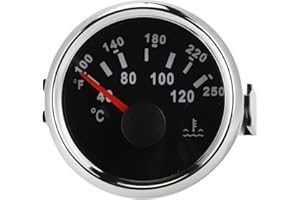 FastUU Jauge de température de l'eau, jauge de température d'eau de Bateau étanche 52mm / 2in, Compteur de température d'eau de Moteur Marin pour Bateau, Camping-Car, Voiture, Camion(Cadran Noir)