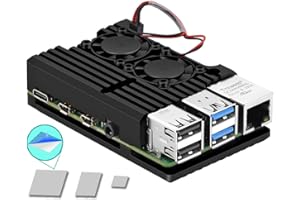 Raspberry Pi 4 Case, iUniker Pi 4 Armor Case Metal Case with Dual Fan Aluminium Alloy, Raspberry Pi 4 Fan, Pi 4 Heatsink for Raspberry Pi 4 Model/Pi 4B