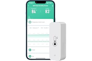 Phovolt Sensor termómetro higrómetro wifi para el hogar. Monitor de sensor de humedad de temperatura inalámbrico para interiores y exteriores con alerta de notificación de aplicación remota, funciona