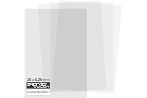 ‎SENJO COLOR Senjo Color Schablonenfolie I 25 x DIN A4, 0,25 mm I Halbtransparente Folie zum Schneiden mit Cutter, Laser, Stencilburner und Plotter I Airbrush-Folie