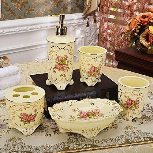 European High-grade Ceramic Sanitary Ware Accessory Kit, Toothbrush Soap Wash Suits Tumbler, Wujiantao