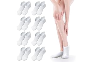 SCROLIEY 8 Pairs Moisturizing Socks Overnight, Reusable Spa Socks for Dry Feet, Cotton Moisture Enhancing Socks for Cracked Heel Repair Lotion Socks for Women and Men - White