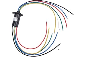aqxreight 6 Ledningar 30A Glidring 360 Graders Roterande 6 Kretsar 30 Amp Collector Ring med Guldkontakter och Fiberborsteteknik för Kraftsignalöverföring CCTV Robotics