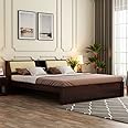 STRATA FURNITURE Sheesham Wood Queen Size Double Bed Without Storage Wooden Palang Cot for Bedroom Living Room Furniture (Walnut Finish)