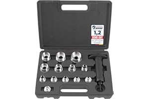 TECPO Locheisen Satz 14-teilig, Loch Stanzen 5-35mm Durchmesser Lochstanzer Henkellocheisen Werkzeug Set -Locheisenhalter mit ergonomischem Griff