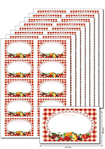 80 Etiketten 'Bunte Früchte' zum Bedrucken, Beschriften, DIN A5, selbstklebend, leicht ablösbar, für Marmeladen, Einmachgläser, Gebäcktüten