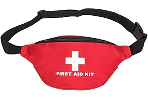 Jipemtra First Aid Fanny Pack First Aid Bag Small Travel Rescue Bag Empty Pouch First Responder Storage Compact Survival Medicine Bag for Car Home Office Sport Outdoors (Red Fanny Pack)