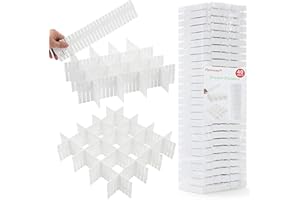 Flytianmy 40 Pcs Séparateurs de Tiroir, Organisateur de Tiroir Réglables pour sous-Vêtements, Chaussettes, Maquillage, Fournitures de Bureau, Blanc