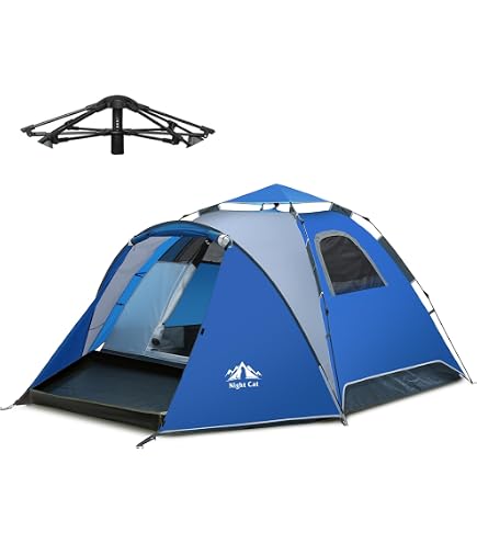 Camping Zelt, Pop Up Zelt 4-5 Personen, Automatisches Aufstellzelt in 3 Sekunden, Wurfzelte Wasserdicht Sonnenschutz, Familie Zelt, Tragbares Leichtes Kuppelzelt für Outdoor Camping (Armee grün) Sport & Freizeit