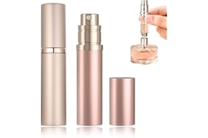 POTWPOT Travel Perfume Refillable Bottle, 2 Pack 5ML Perfume Atomiser Spray Bottle Mini Perfume Bottles Luxurious Mini Perfumes for Women (Golden & Pink)