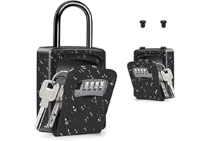 ZHEGE Portable Key Safe, Padlock Key Safe Box with Removable Shackle, Wall Mounted Combination Key Lock Box Outdoor for Home, Office, Contractors, Airbnb Rental, Up to 5 Keys (Black)