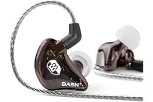 BASN Bsinger PRO in-Ear Monitors Hybrid Dynamic Dual Drivers Two Detachable MMCX Cables Musicians in-Ear Earbuds Headphones (Brown)