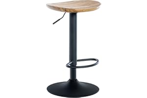 ‎CLP CLP Barhocker Skelde I Höhenverstellbarer Barstuhl Mit Fußstütze I Massivholz-Sitz, Farbe:Natura