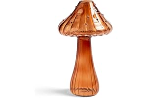 URMAGIC Mushroom Vase,Small Mushroom Glass Bud Vase,12 x 9 cm Mushroom Shape Glass Aromatherapy Bottle,Clear Hydroponic Glass Vase,Desktop Mushroom Flower Pot for Home Office (D)