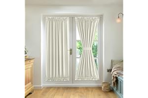 Irishom Tende per porte francesi a 2 pannelli con tasca per asta Tieback Tende oscuranti per interni oscuranti per interni Tende oscuranti termiche per porte finestre da cucina 25 x 72 pollici