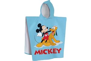 MICKEY MOUSE DISNEY MICKEY BLUE Cape de bain Enfant à Capuche 60x120 cm | Velours 100% Coton | OEKO-TEX | Imprimé Garçon | Bleu