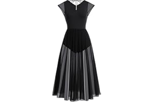 IBTOM CASTLE Vestido de Baile de Ballet Escotado por Detrás para Mujer Vestido de Danza Lírica Contemporánea Maillot Patinaje Artistico Mujer Maillot Gimnasia Ritmica Vestido de Danza Latina Traje Ballet Mujer