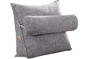 EATAN Lesekissen Rückenkissen Kissen Dreieck Rückenlehne Keilkissen Taille Kissen Sofa Bürostuhl Lesen Bett Kissen Rückenkissen Keilkissen mit Nackenrolle Fernsehkissen Lesekissen, grau, Einheitsgröße