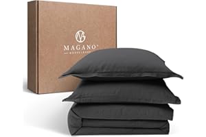 Magano® Pościel premium 155 x 200 cm, miękka, nie wymaga prasowania, hipoalergiczna i oddychająca, poszewka na kołdrę 155 x 200 cm i poszewka na poduszkę 80 x 80 cm, antracytowa, ciemnoszara