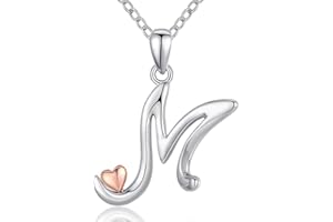 CELESTIA Lettres Initiales Collier pour Femmes Filles, 26 Alphabet et Coeur Pendentif en Argent Sterling 925 Or Rose, Bijoux Personnalisé, Cadeau Anniversaire Fête des Mères