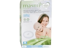 Masmi - Coussinets d'Allaitement - 100% Coton Bio - Hautement Absorbant - Certifié GOTS - Compostable & Biodégradable à plus de 95% - Boite de 30 Coussinets