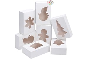 JOYIN 24 pezzi di biscotti natalizi, scatole da trattamento bianco semplice con finestra 9’x 6 'x 3' ’’ BAkery Gift Warpping Box per le vacanze di Natale a favore di pasticcini, cupcakes, biscott