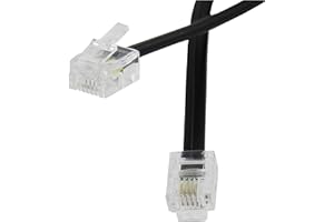 REULIN Kabel telefoniczny RJ11 o długości 4 m, 6P4C kabel westernowy RJ11 na RJ11, płaski kabel, gniazdo telefoniczne, modem, router, faks, ISDN DSL, VDSL, Internet, czarny, 4 metry