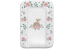 Albero Mio Animals & Love Lion Matelas à langer lavable et sans substances nocives (Rose), Blanc.