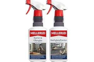 ‎MELLERUD Mellerud Kamin Reinigungsset | Effektive Reinigung für Kaminglas und Hochglanzfronten | Set mit 2 Produkten