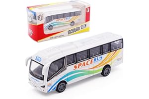 FCXVXCL Bus Car Toy with Box Alloy City Bus Toy Model Die Cast Metal Pull Back Vehicle Toy City Car Toy for Kids Birthday Gift Party Supplies White