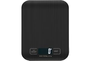 Torchtree Kitchen Scales, 22lb Food Scale with Batteries, 5 Units with Tare Function, Touch Button, Backlit LCD, Black-10kg