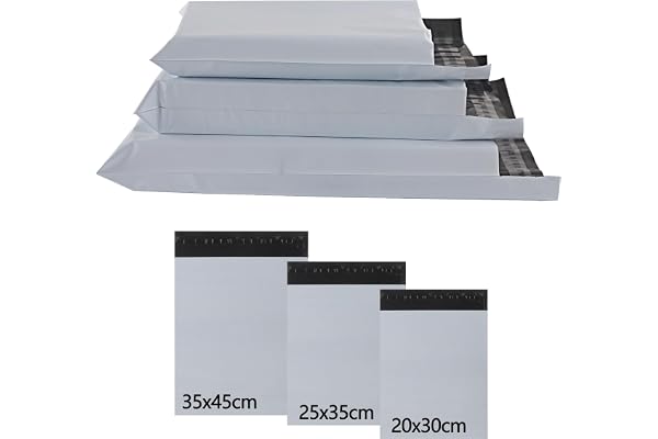 huruirui Enveloppe Plastique Expedition 30pcs Pochette Colis Vinted 20x30cm/25x35cm/35x45cm Opaque Autocollant Envoi de Sachet Colis D'expédition pour Vêtements Logistique Emballage Transport