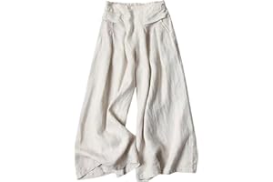 QWUVEDS Women Palazzo Pants Summer Linen Casual High Waist Wide Leg Flowy Culotte Pants Drawstring Yoga Jogging Bottoms Sweatpants Women Thicker