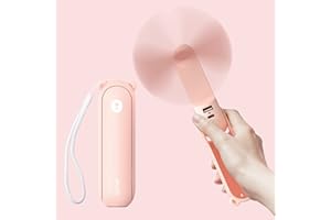 JISULIFE Ventilatore portatile con Powerbank da 4500 mAh,autonomia massima di 46 ore,ventola tascabile alimentata a batteria,ventola personale pieghevole alimentata tramite USB,3 velocità-Rosa