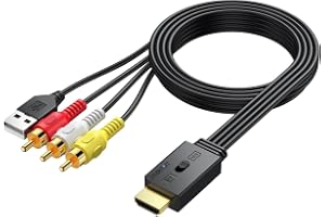 RCA till HDMI-omvandlare, 1080P AV till HDMI-adapter som stöder konvertering 16:9/4:3, PAL/NTSC och Cinch till HDMI-adapter m