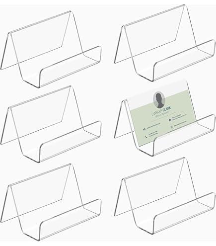 Porte-cartes De Visite Transparent - Lot De 6 Avec Ruban Adhésif - Support Bureau, Réunion, Présentation Professionnelle