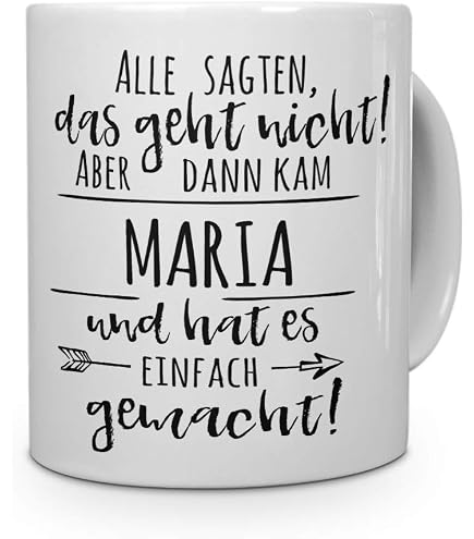 Personalisierte Tasse 'Maria' – Mit Positiven Eigenschaften, Blau, Spülmaschinenfest, 325 Ml
