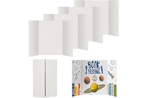 LIKEUDO Tri-fold Presentation School Project Display Board,Foldable Poster Board 56 x 35.5 cm, White, Pack of 4
