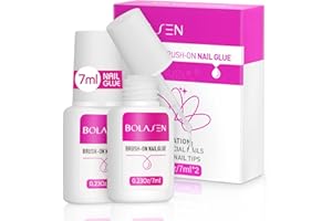 Colla per Unghie Finte Professionale, BOLASEN Colla per Unghie Finte con un Pennello, Collante per Unghie, Super Forte Colla Unghie Tip Unghie per Unghie Artificiali e Decorazioni Strass-2 * 7ml