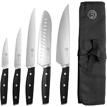 Set Coltelli Da Cucina Laguiole Gleam, 5 Lame In Acciaio 3CR13, Blocco 12x12x21.5 Cm, Finitura A Specchio, Colore Nero