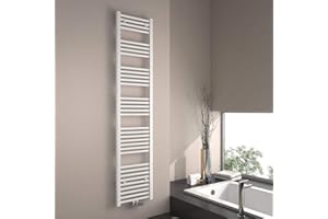 EMKE Badheizkörper Handtuchtrockner, Handtuchwärmer 400x1800mm 618 Watt Weiß Handtuchheizkörper für Wasser Mittelanschluss
