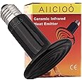 AIICIOO Terrarium Reptile Heat Lamp - Ceramic Heating Emitter Bulb for Lizards/Tortoise/Chicken Cooper Brooding Non Light Pets Rest Comfortable Screw E27 220-240V, Black (150W)