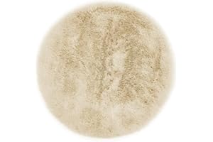 -LUXOR- living Sitzkissen Coste - Kunstfell Stuhlauflage als Deko Wohnzimmer oder Stuhlkissen - gemütliches Sitzkissen Stuhl Dekokissen 40 cm rund Beige 1 Stück