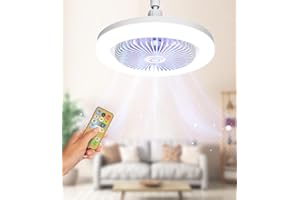 Alljia Ceiling Fans with Lights and Remote, Ceiling Light with Fan 3 Color Dimmable E27, 1/2/4h Timing and 3 Speeds Quiet Ceiling Fan for Living Room, Bedroom, Kitchen, Laundry Room and Kids Room