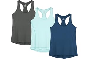 icyzone Débardeur de Sport Femme Dos Nageur Yoga Shirt sans Manches Running Fitness Tank Top, Lot de 3