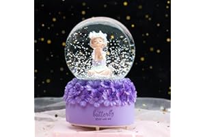 XGOPTS Musical Snow Globe Crystal Ball, 3D Rotating Fairy Tale Sweet Princess Crystal Ball Music Box with Colorful LED Light & Melody Musical Christmas New Year Birthday Gift Decor Artware for Adults