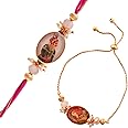 VOYLLA Traditional King And Queen Pearl Beads Bhaiya-Bhabhi Rakhi|Rakhi For Brother And Bhabhi|