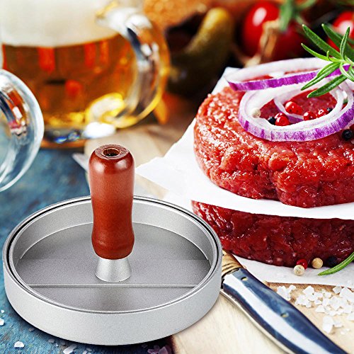 Antihaft Hamburgerpressen, FineGood Patty Maker Aluminium-Patty-Form für BBQs Picknick-Party Hausgemachte Hamburger-Speckwurst – Silber - 8