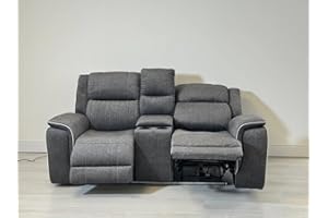GENERIC Hannah Electric Recliner 3+2 Sofa Set With Cupholders – 3+2 Seater – Soft Grey Micro Fabric – LED Lights & USB Ports (2 Seater)